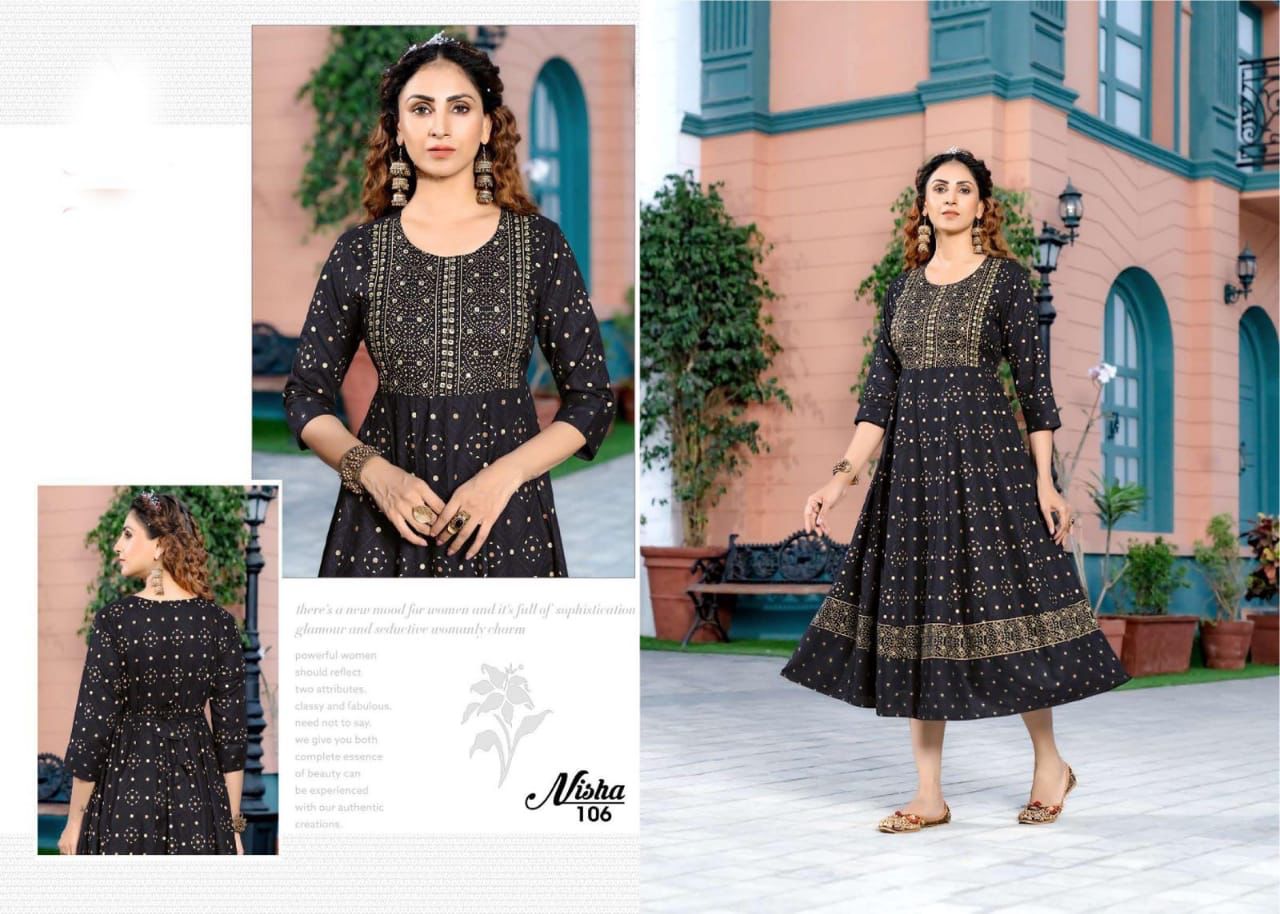 Golden Nisha New Festive Wear Rayon Printed Long Kurti Collection
